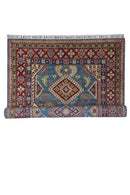 Hand-Knotted Afghani Kazak Wool Rug – 4’0″  x  6’1″