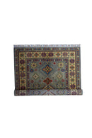 Hand-Knotted Afghani Kazak Wool Rug – 3’11″  x  5’6″