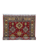 Hand-Knotted Afghani Kazak Wool Rug – 3’10″  x  6’0″