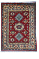 Hand-Knotted Afghani Kazak Wool Rug – 4’10″  x  6’6″