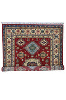 Hand-Knotted Afghani Kazak Wool Rug – 4’10″  x  6’6″