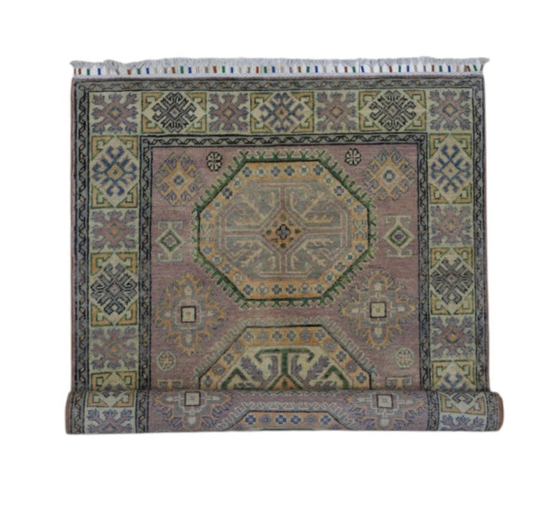 Hand-Knotted Afghani Kazak Wool Rug – 4’ x  6’