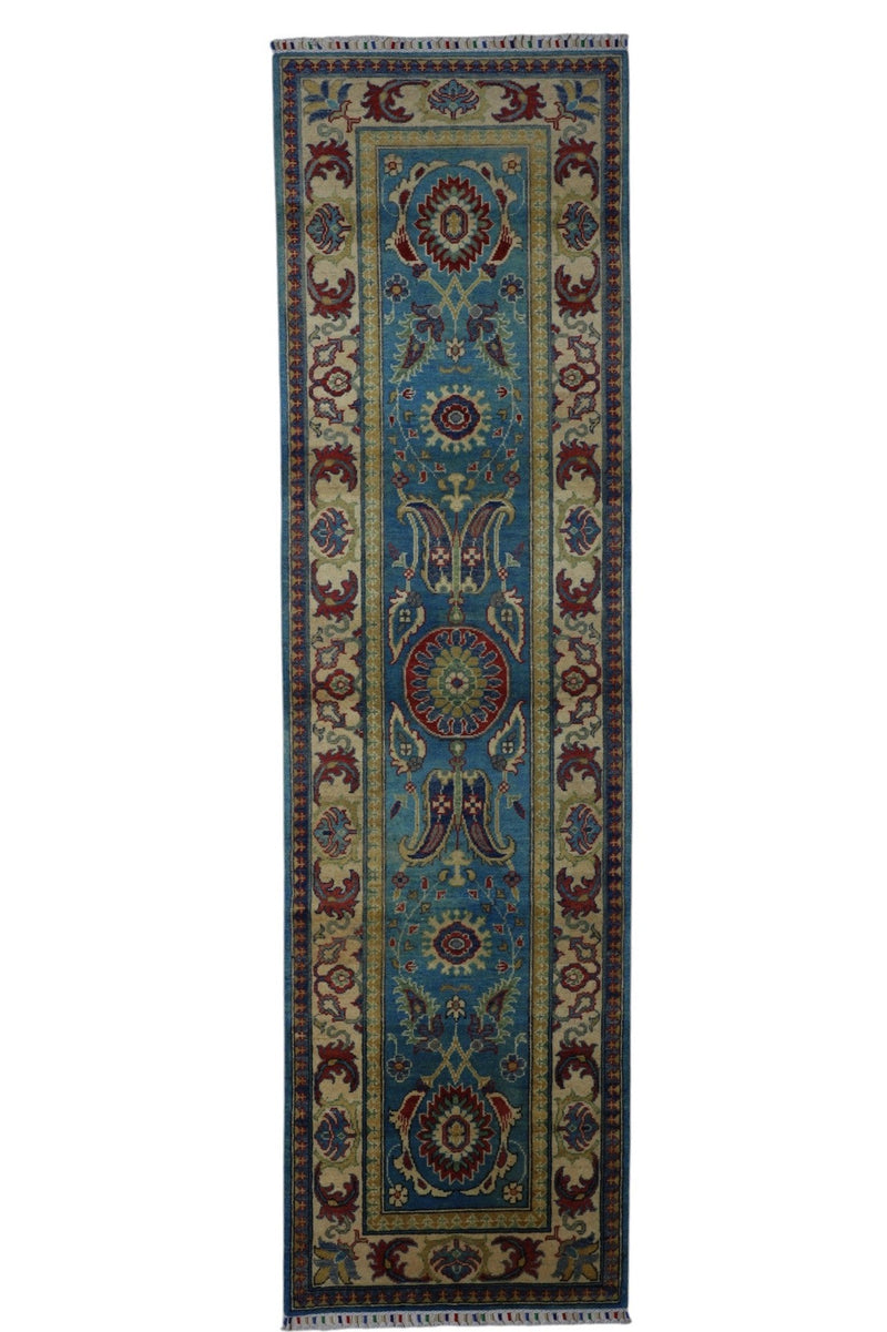 Hand-Knotted Afghani Kazak Wool Rug – 2’8″  x  9’9″