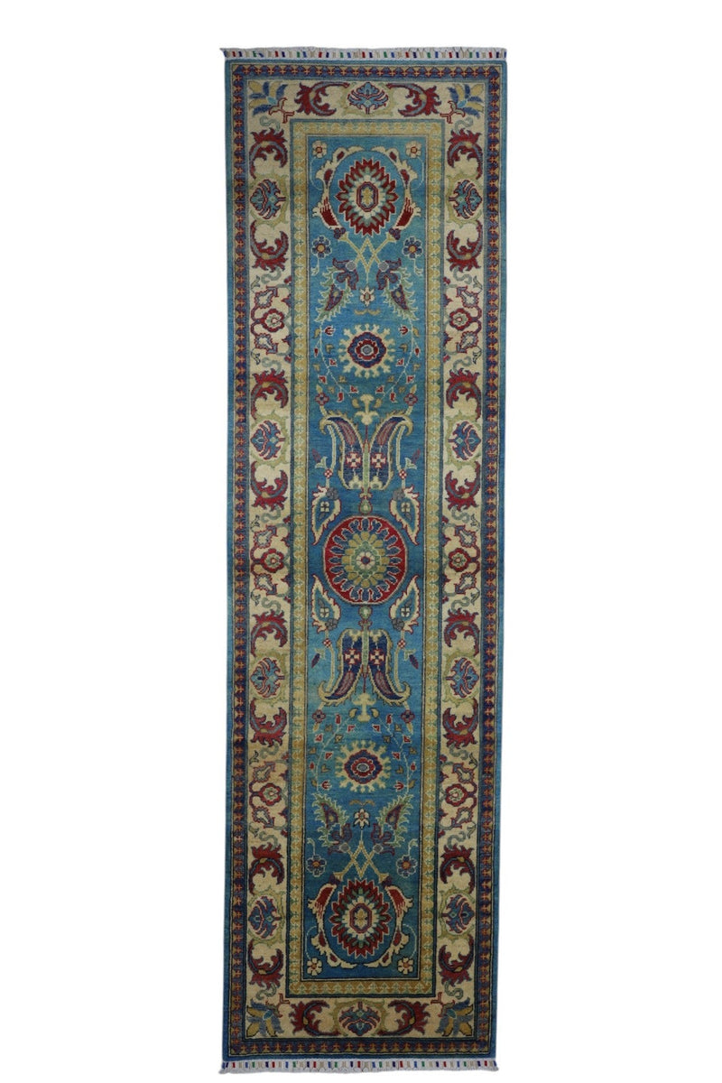 Hand-Knotted Afghani Kazak Wool Rug – 2’8″  x  9’9″