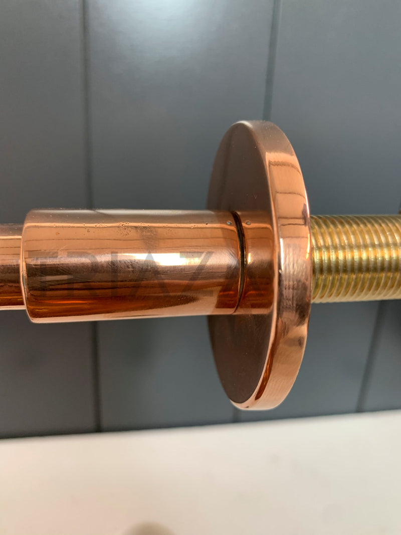 Unlacquered Solid copper Round Shower Head, copper Arm Extension - BRASSMA