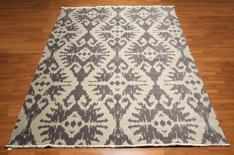 9' x 12' hand knotted 100% Wool Modern Area Rug full pile 9 x 12 ft Beige Gray