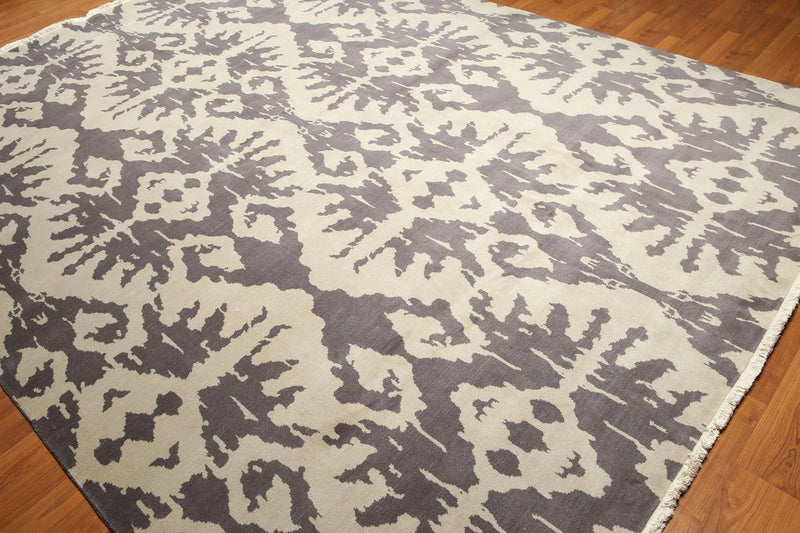 9' x 12' hand knotted 100% Wool Modern Area Rug full pile 9 x 12 ft Beige Gray