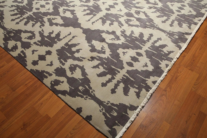 9' x 12' hand knotted 100% Wool Modern Area Rug full pile 9 x 12 ft Beige Gray