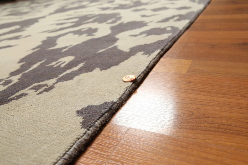 9' x 12' hand knotted 100% Wool Modern Area Rug full pile 9 x 12 ft Beige Gray