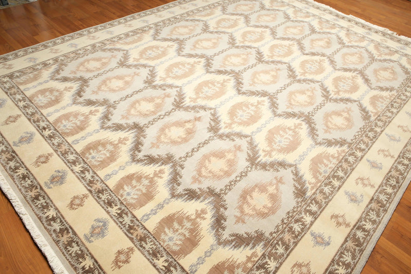 9' x 12' Hand knotted Wool Traditional Oriental Area Rug full pile 9x12 Beige