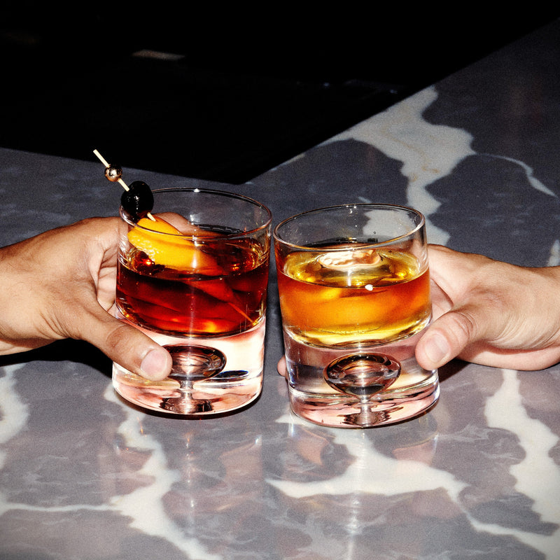 Crystal Bubble Heavy Base Whiskey Glass Tumbler - Set of 4 (9.5oz)