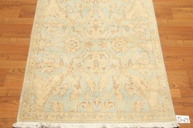 3'x12' Hand Knotted Runner 100% Wool Traditional Oriental Area Rug Beige