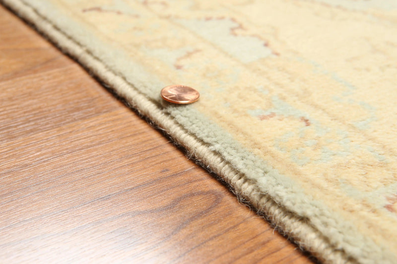 3'x12' Hand Knotted Runner 100% Wool Traditional Oriental Area Rug Beige