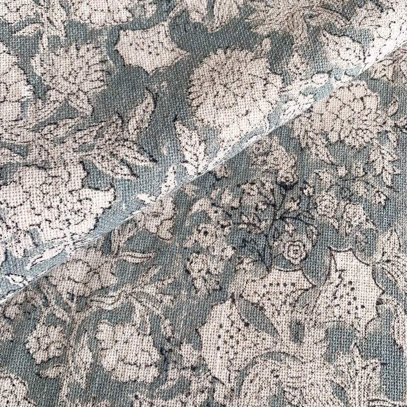 Chloe Floral Block Printed Pillow Cover | Blue