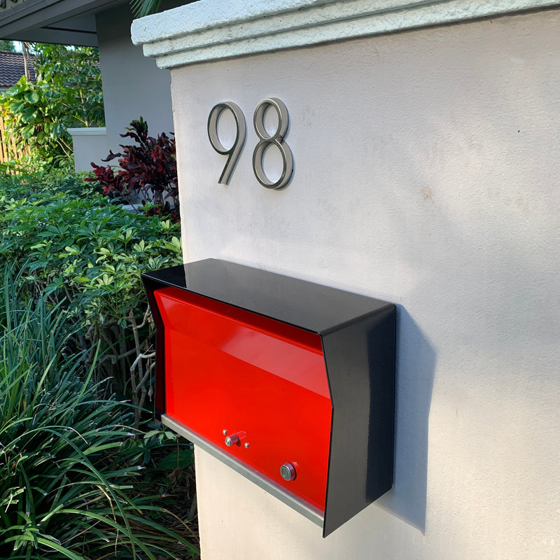 RetroBox Locking Wall Mount Mailbox in JET BLACK