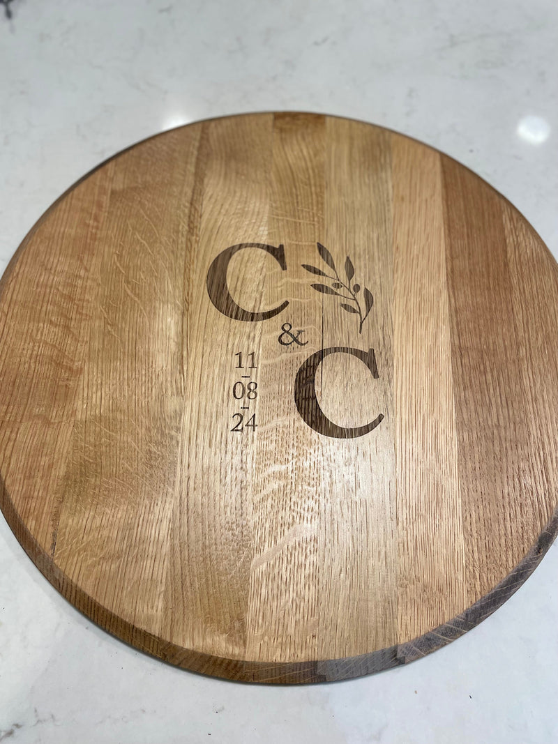 Custom Engraved Whiskey Barrel Head for Wedding or Anniversary
