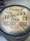Custom Bourbon Barrel Head Bar Sign