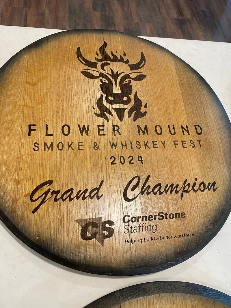 Custom Engraved Whiskey Barrel Head for Wedding or Anniversary
