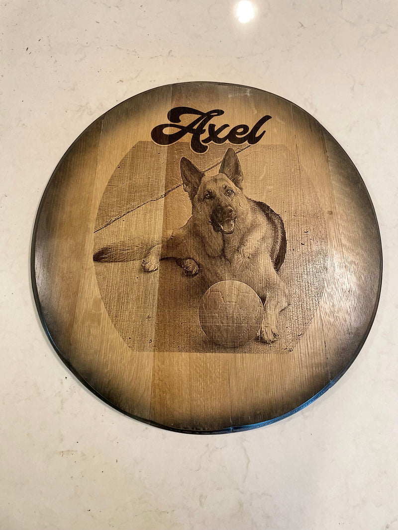 Custom Commemorative Photo Engraved Whiskey Barrel Head