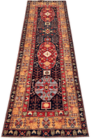 Afghan Heriz (3'x10' Runner) navy/gold/red
