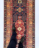 Afghan Heriz (3'x10' Runner) navy/gold/red