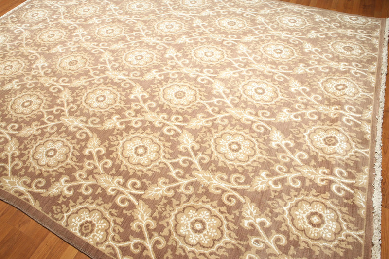 9' x 12' hand knotted Wool Damask Pattern Oriental Area Rug full pile 9x12 Brown