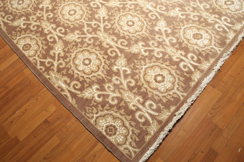 9' x 12' hand knotted Wool Damask Pattern Oriental Area Rug full pile 9x12 Brown