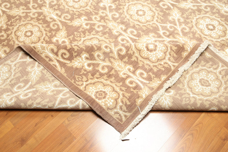 9' x 12' hand knotted Wool Damask Pattern Oriental Area Rug full pile 9x12 Brown