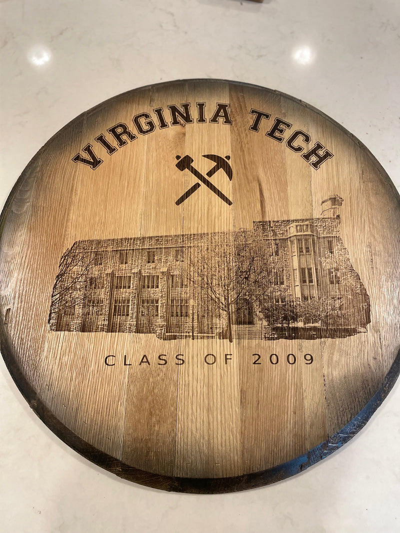Custom Commemorative Photo Engraved Whiskey Barrel Head