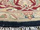 Indo-Tabriz Wool & Silk blk/dkred 4' round