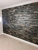 Rustic Slate - Self-Adhesive 3D Peel & Stick Real Stacked Stone Tiles [Pack of 10] by Stone World LLC