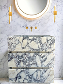 Made to-order Freestanding Vanity Unit with marle drawers Calacatta Viola Marble Purple/ Gray Veins by MEG Custom Marble By Ziynet A. LLC