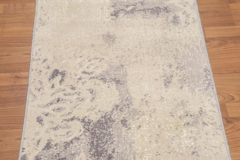 2'4" x 8' Hand Knotted Abstract Modern Wool Runner Area rug Ivory