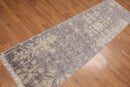 2'4" x 8' Hand Knotted Botanical distressed Wool runner Area rug Gray
