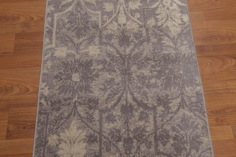 2'4" x 8' Hand Knotted Botanical distressed Wool runner Area rug Gray