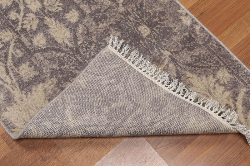 2'4" x 8' Hand Knotted Botanical distressed Wool runner Area rug Gray