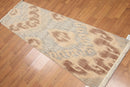 2'4" x 8' Hand Knotted Ikat 100% Wool runner Area rug Modern Tan