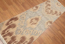 2'4" x 8' Hand Knotted Ikat 100% Wool runner Area rug Modern Tan