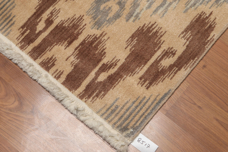 2'4" x 8' Hand Knotted Ikat 100% Wool runner Area rug Modern Tan