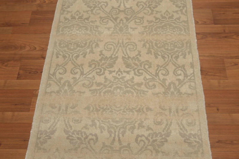 3'x6' Hand Knotted Wool Floral Oriental runner Area Rug Beige 3x6