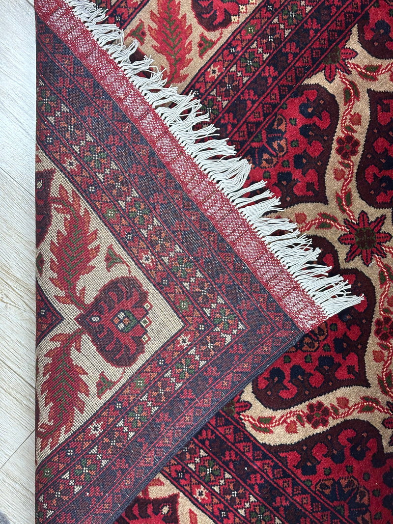 Hand-Knotted Afghani Heart Shape Wool Rug – 6’6″  x  9’5″