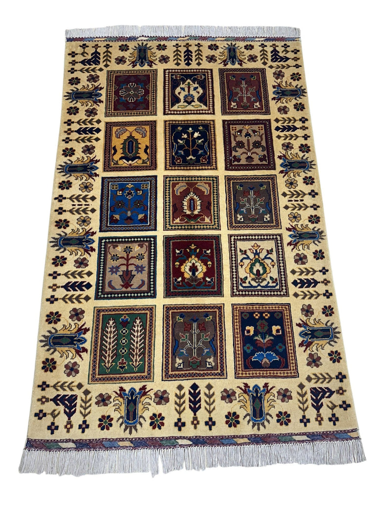 Hand-Knotted Afghani Bakhteiari Wool Rug – 3’5″  x  5’1″
