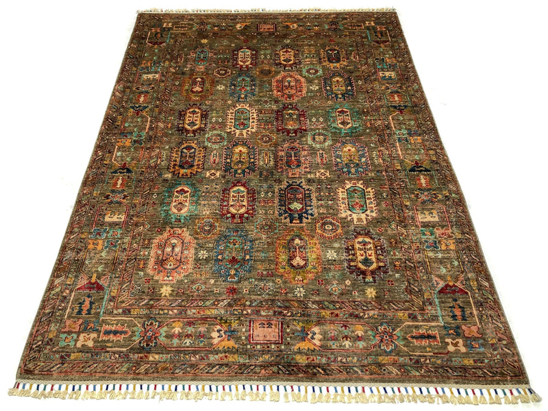 Khorjin (5'06"x7'08") camel/jewel tones, photo 4 of 10