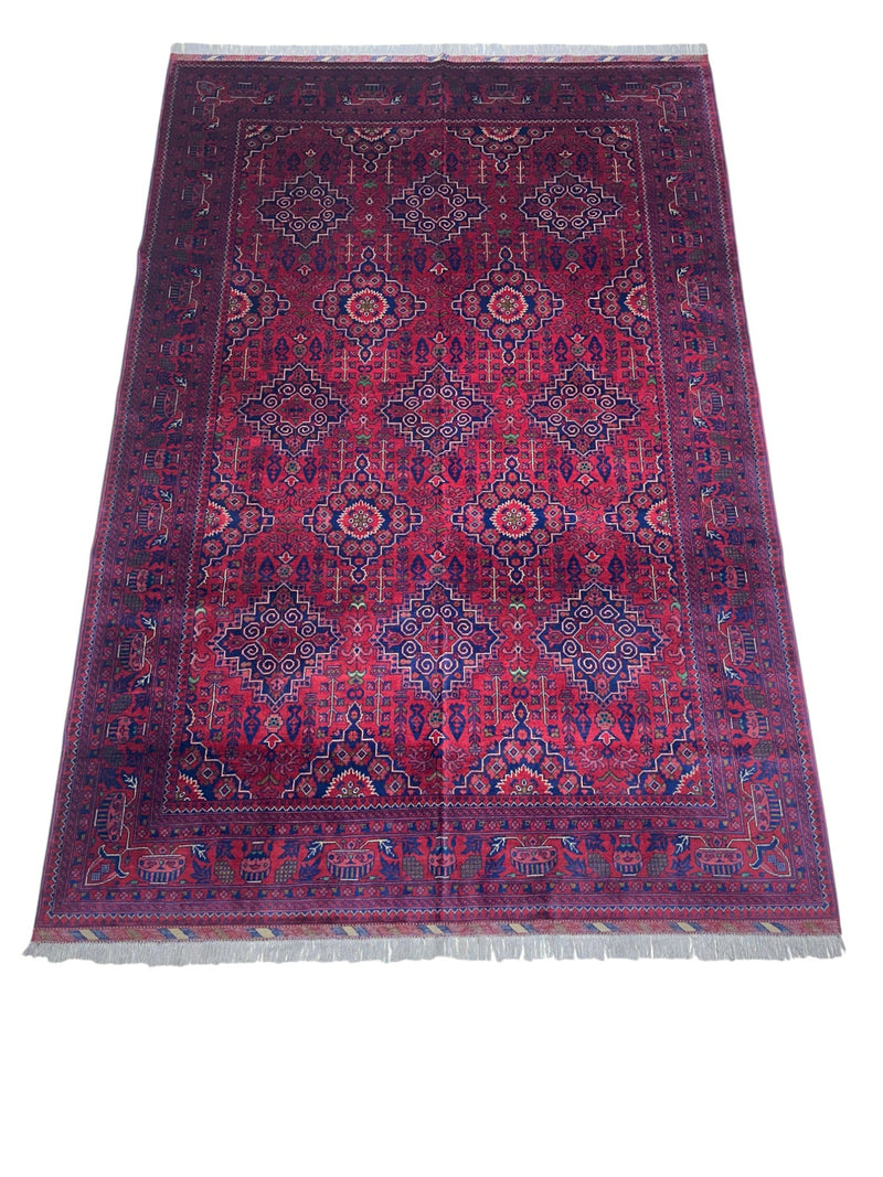 Hand-Knotted Afghani Zerkhaki Wool Rug – 6’7″  x  9’8″