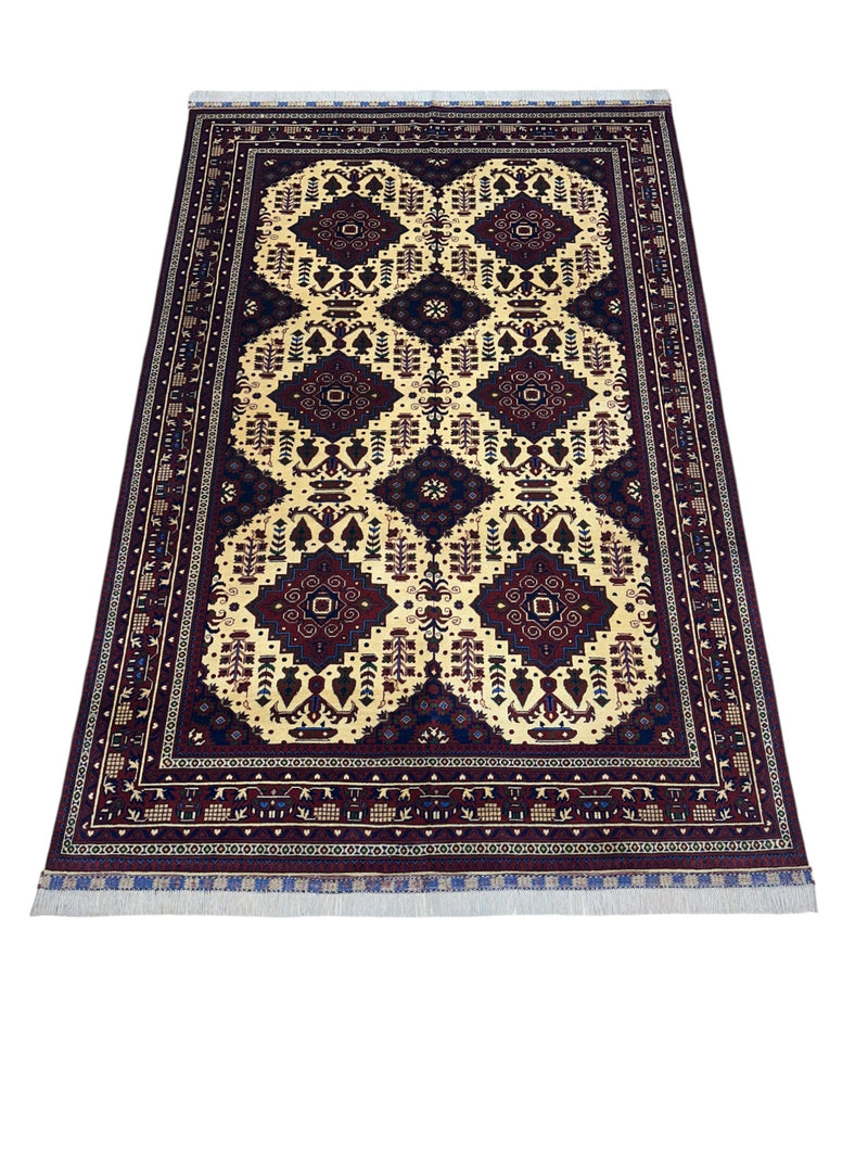 Hand-Knotted Afghani Zerkhaki Wool Rug – 6’6″  x  9’8″
