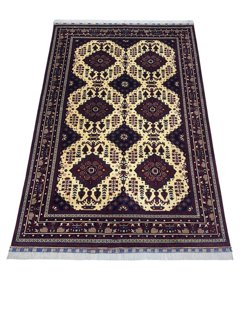 Hand-Knotted Afghani Zerkhaki Wool Rug – 6’6″  x  9’8″