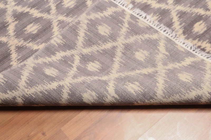 6' x 9' Hand Knotted IKAT design 100% Wool Area rug Gray