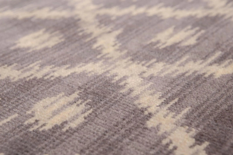 6' x 9' Hand Knotted IKAT design 100% Wool Area rug Gray