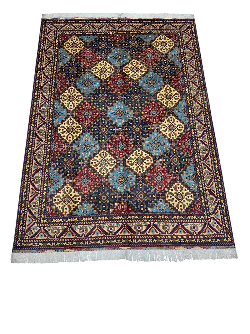 Hand-Knotted Afghani Kashi Wool Rug – 6’9″  x  9’6″