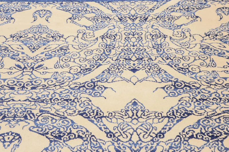 6' x 9' Hand Knotted Chinese Art Deco 100% Wool Area Rug Ivory